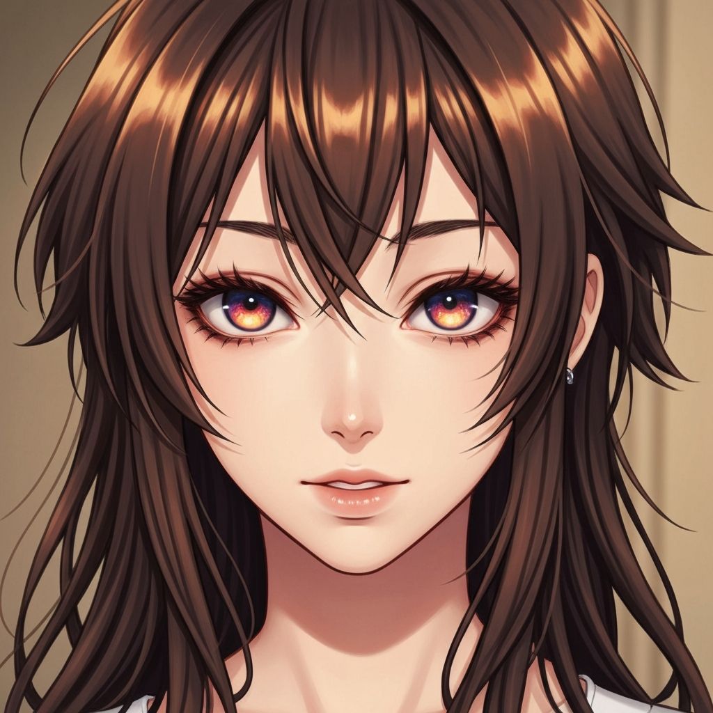 Selfie photo transformed into expressive anime character portrait with detailed eyes and hair