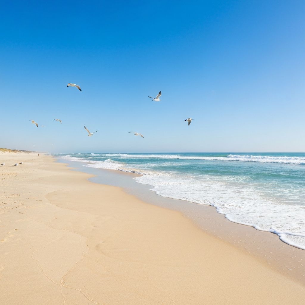 The same beach photo with the photobombers seamlessly erased by the AI object remover.