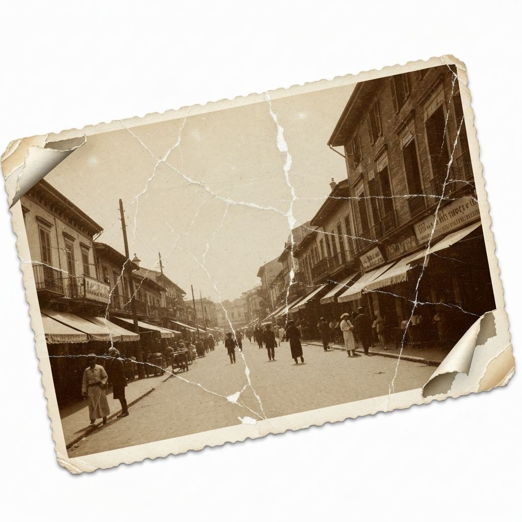 AI tool repairing scratches and damage on an old photo
