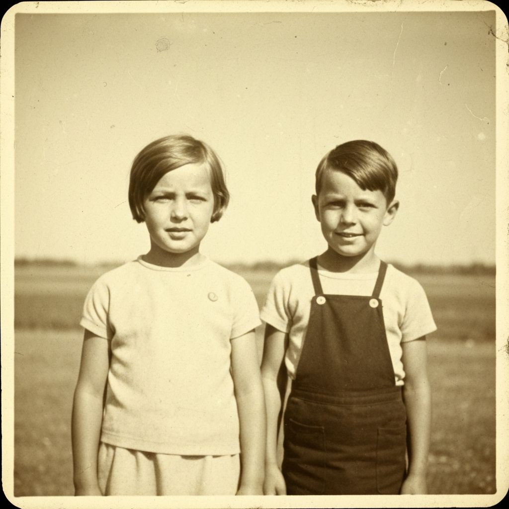 Before and after of AI enhancing faded colors in a vintage photograph