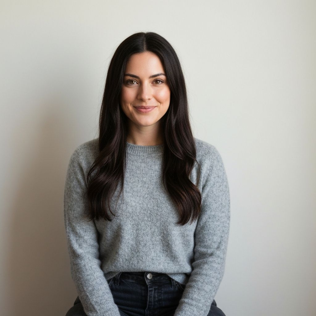 Portrait of a woman with a plain home background