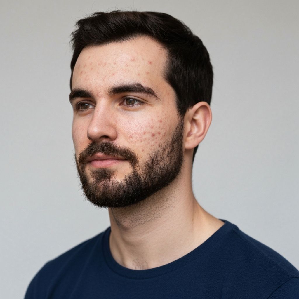 Portrait with visible blemishes and uneven skin texture before AI retouching