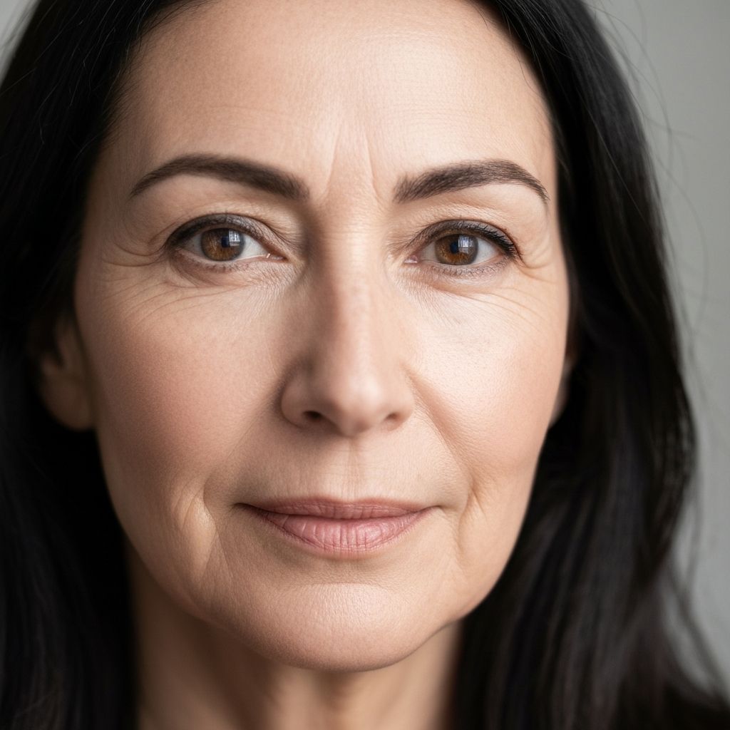 Natural-looking face with reduced wrinkles after applying AI photo retoucher