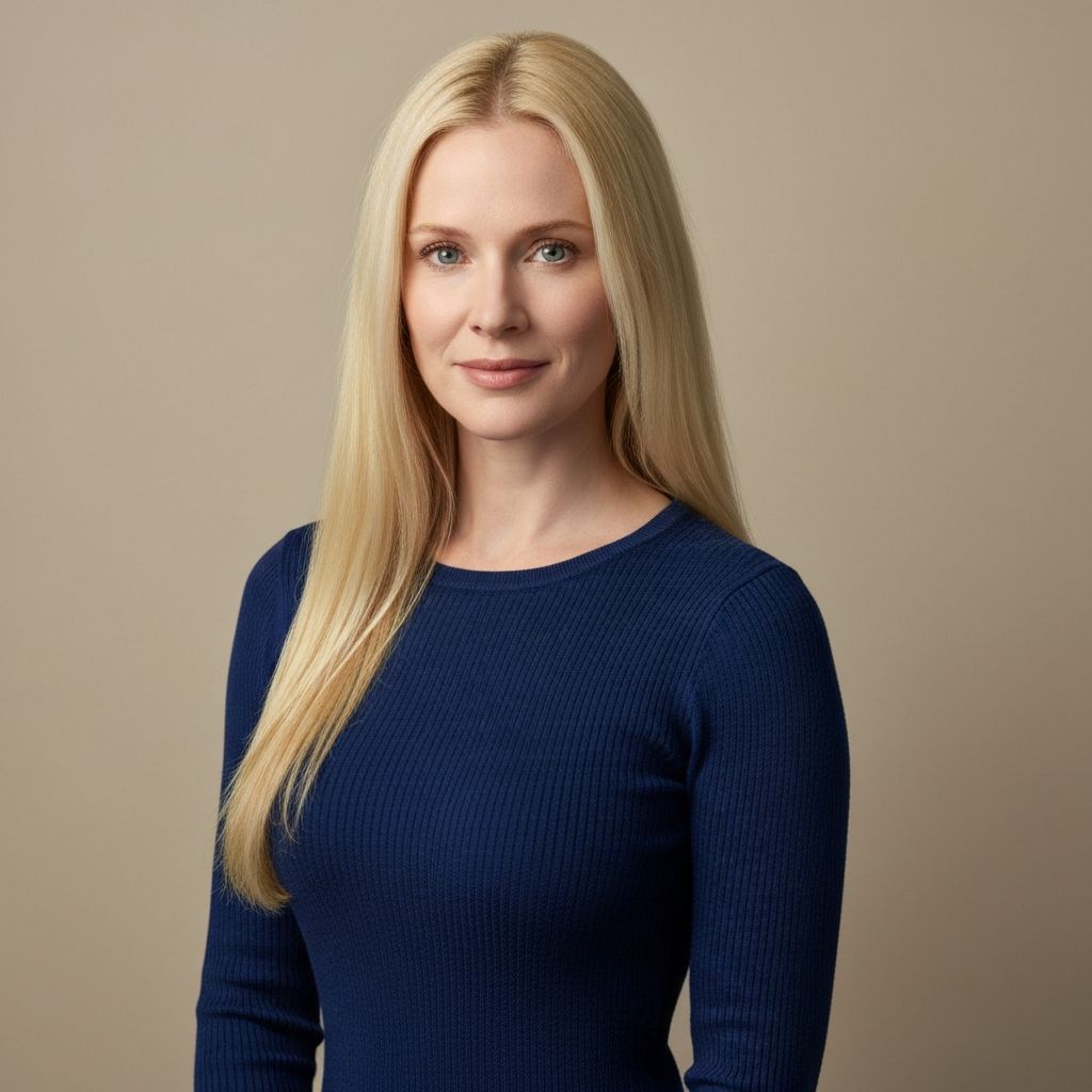 Woman transforming long hair to short bob haircut using AI hairstyle changer app