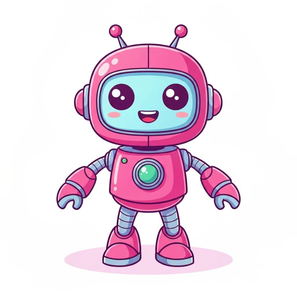 AI generated: Cute 3D robot character with big eyes, friendly expression, Pixar style