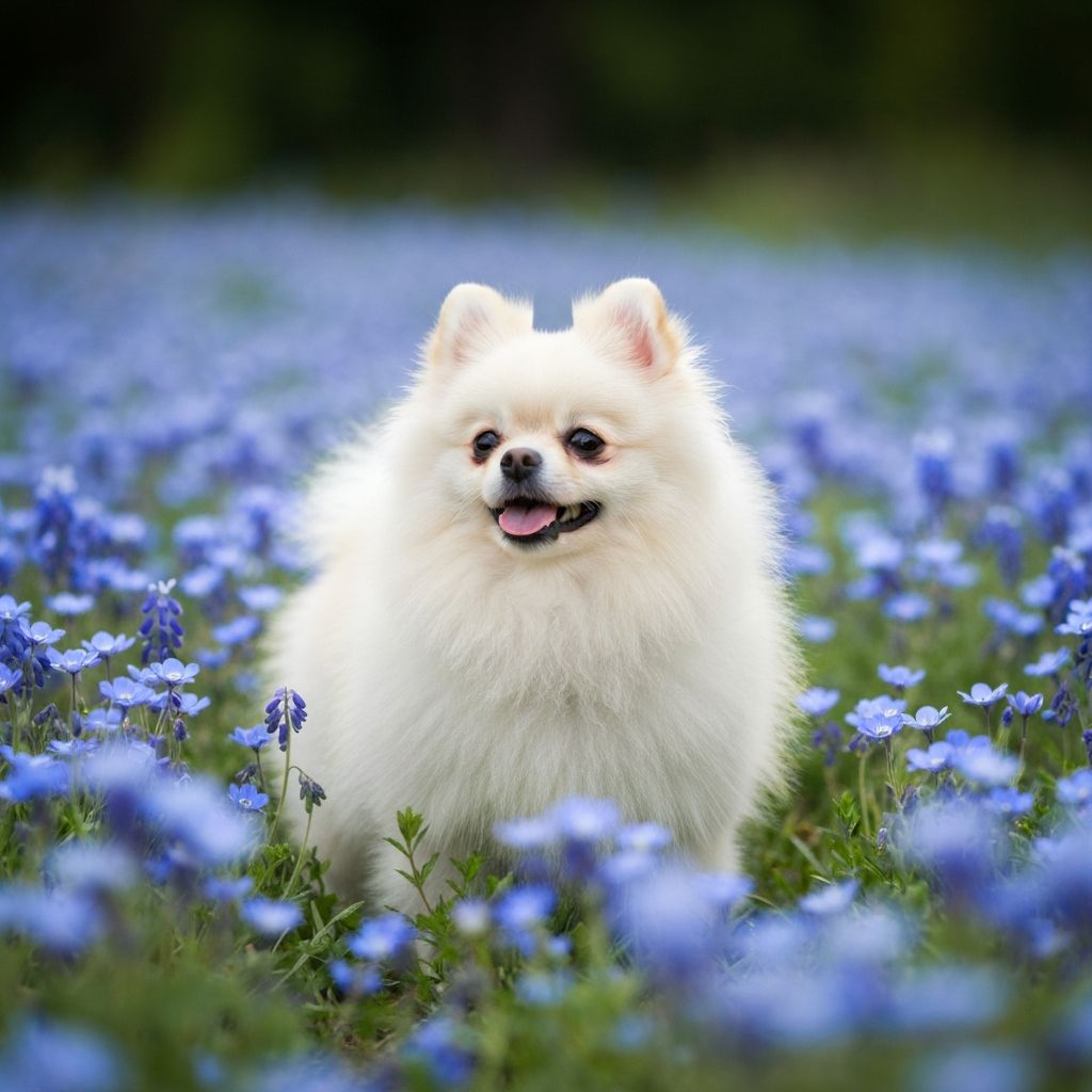 Artistic pet portrait of the dog with a creamy, soft bokeh effect applied to the park background