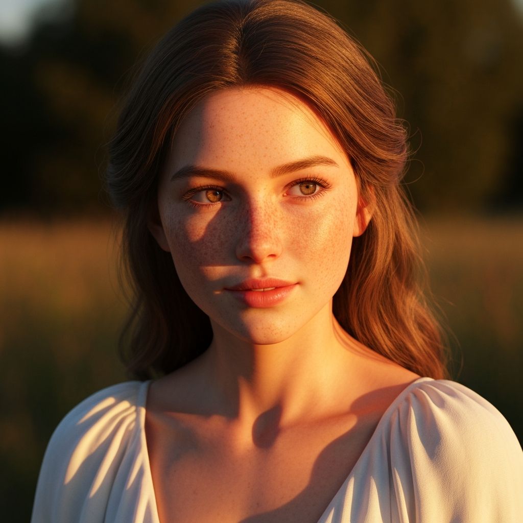 Photorealistic woman portrait created with ImageHub AI art generator