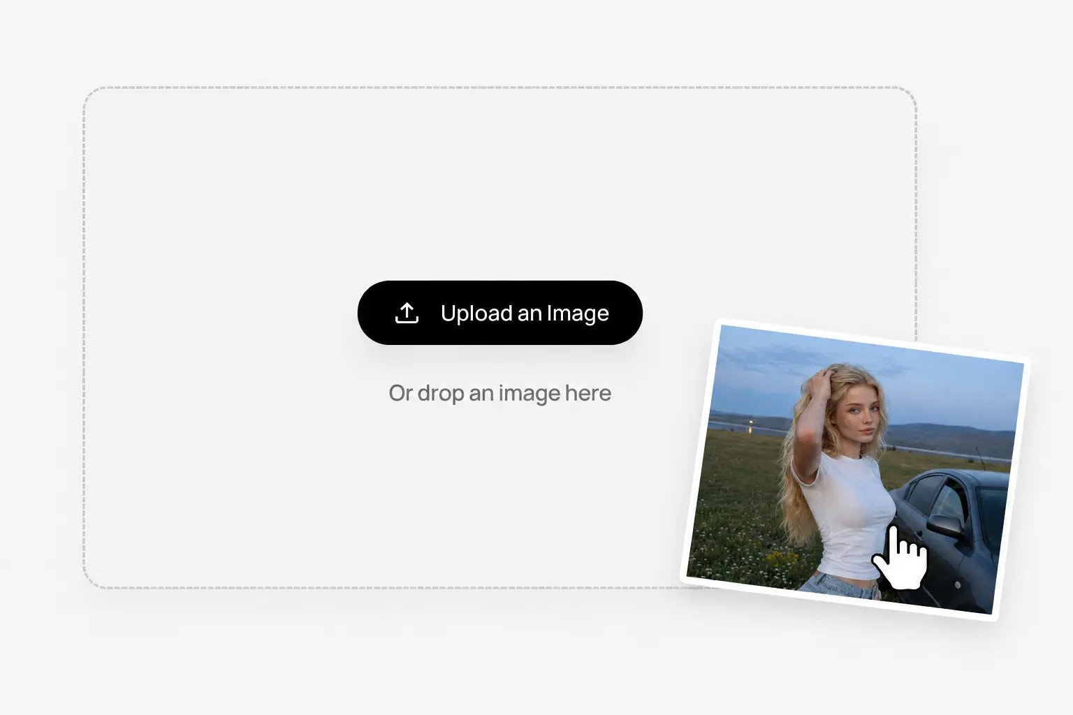 AI beauty filter image upload step