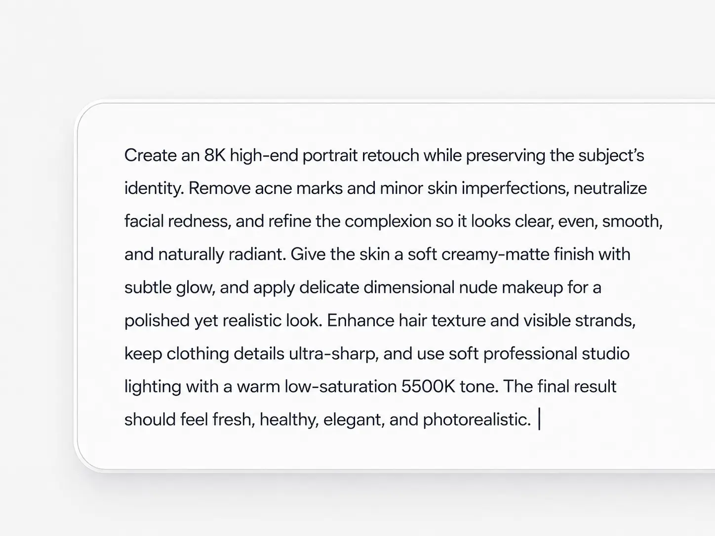 AI beauty enhancement prompt example