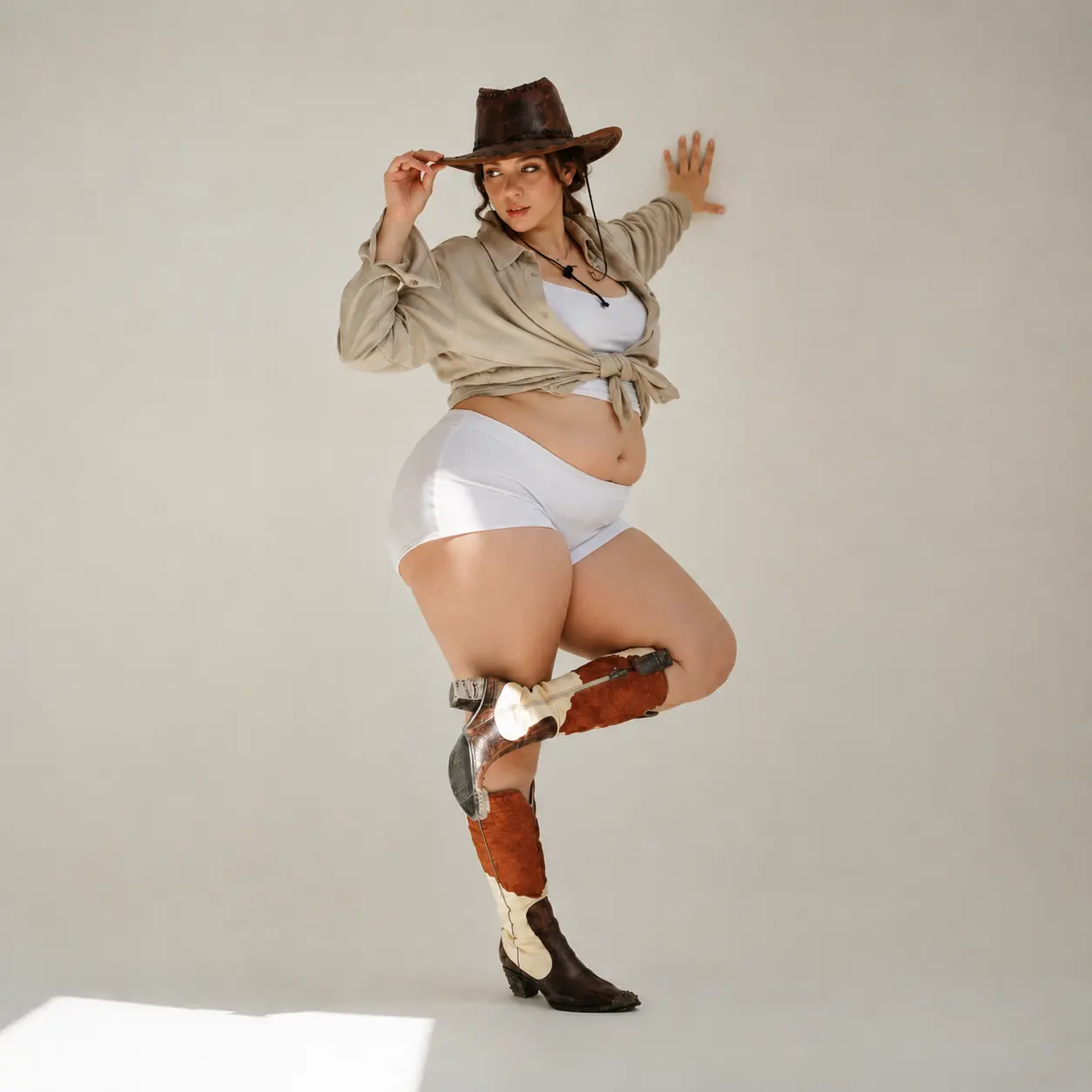 Original fashion portrait before a body-proportion edit.