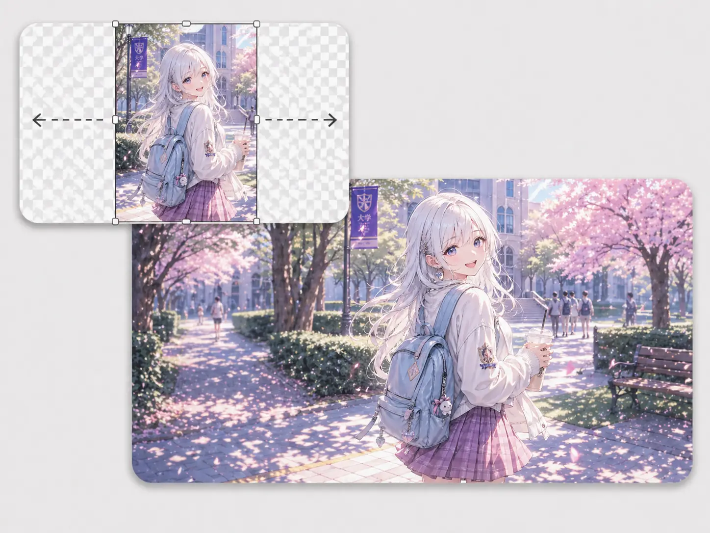Anime-style illustration expanded into a wider scene.