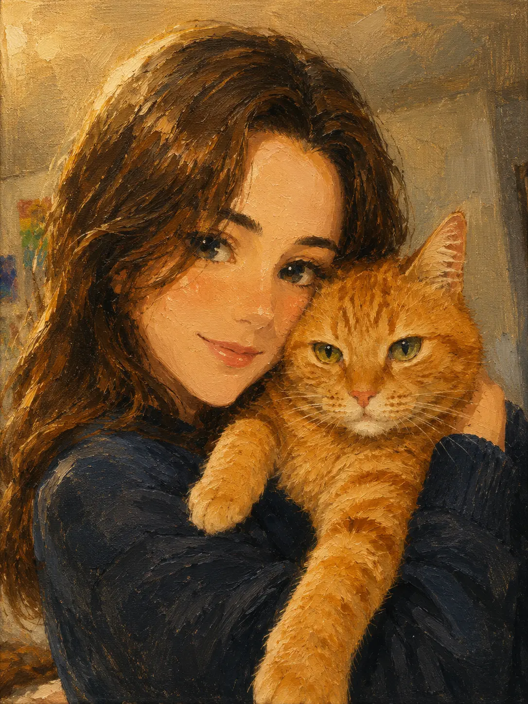 The source portrait restyled as an oil painting.