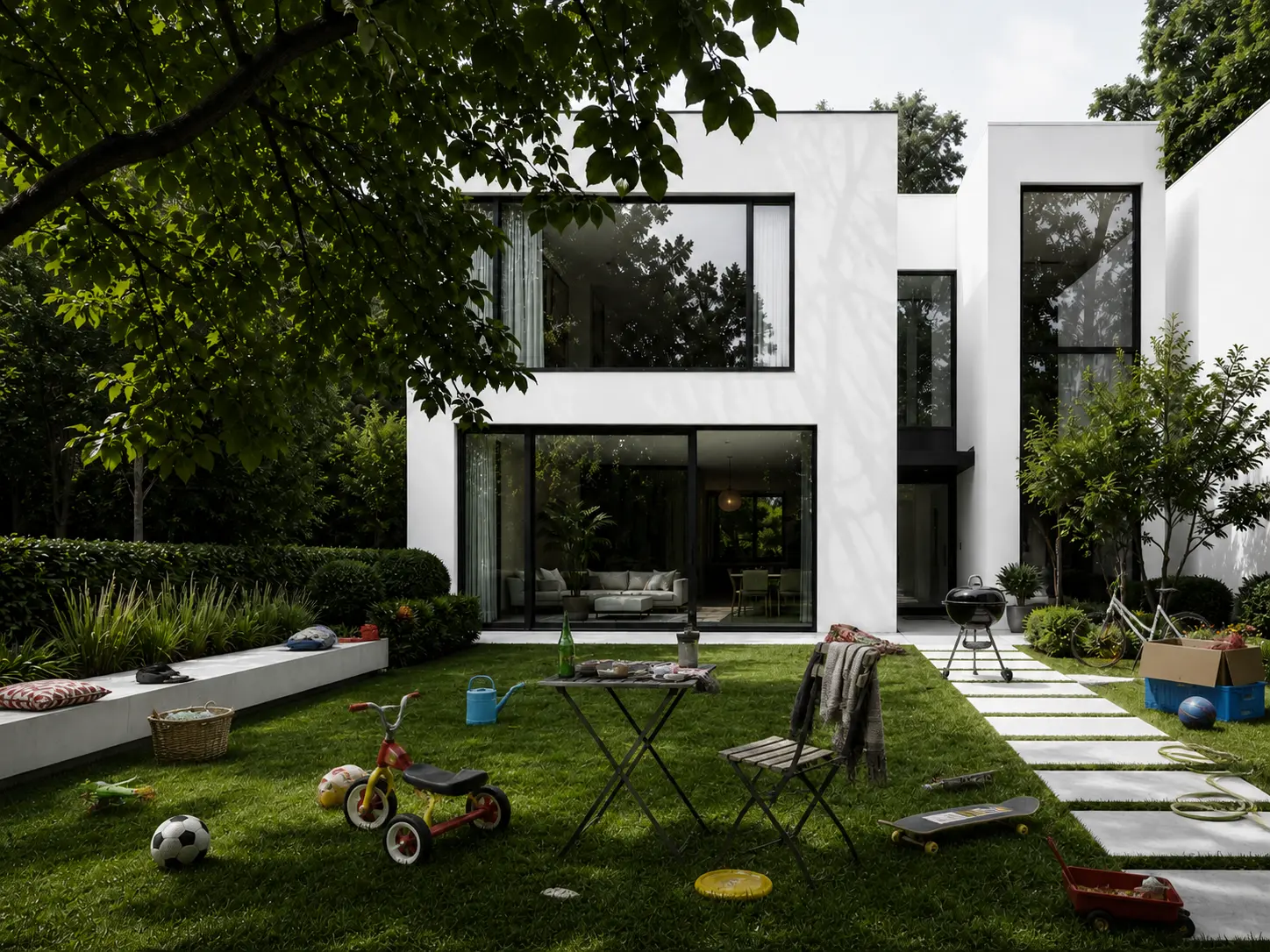 Real estate photo with a distracting sign before cleanup.