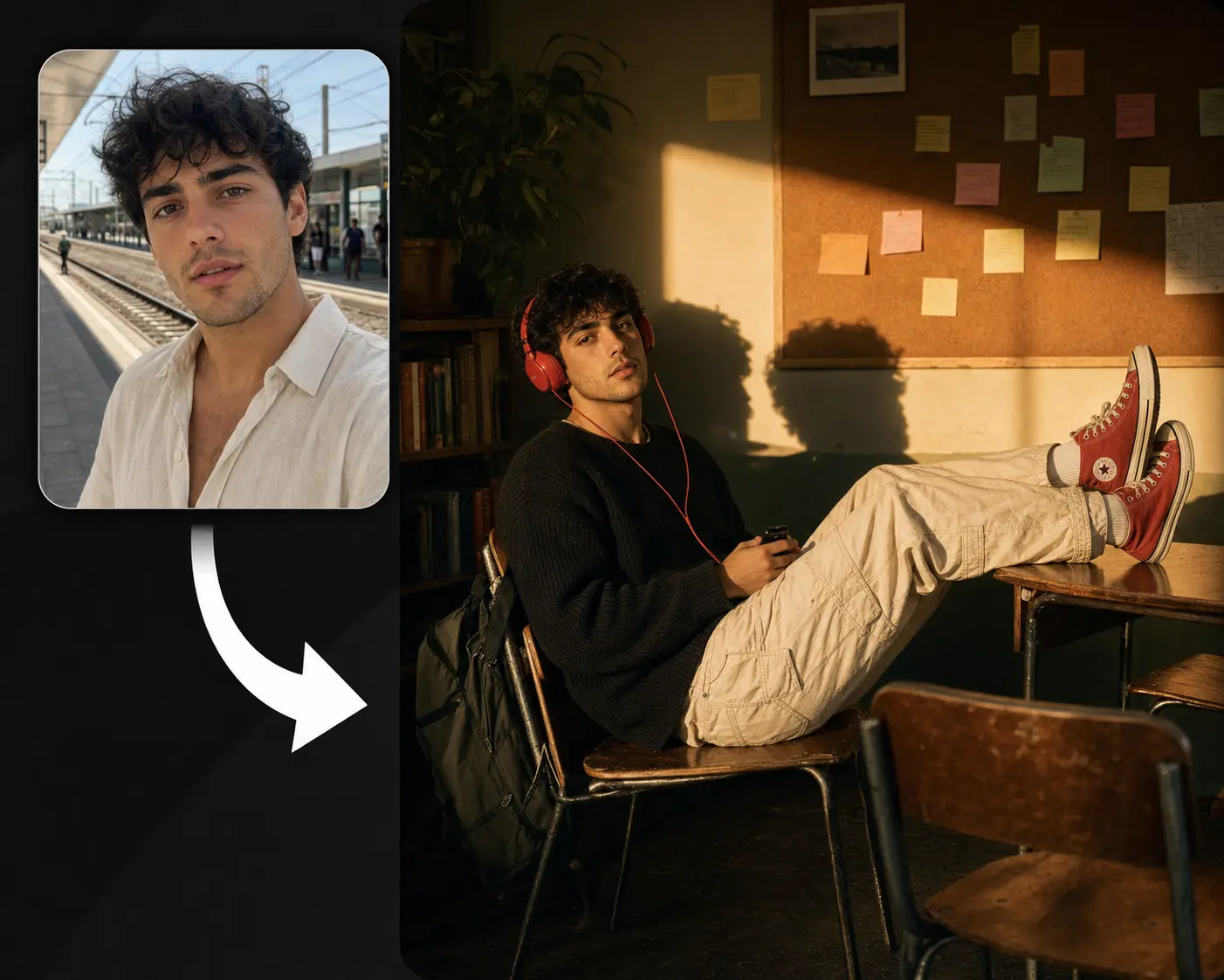 A casual portrait transformed into a cinematic lifestyle photo.