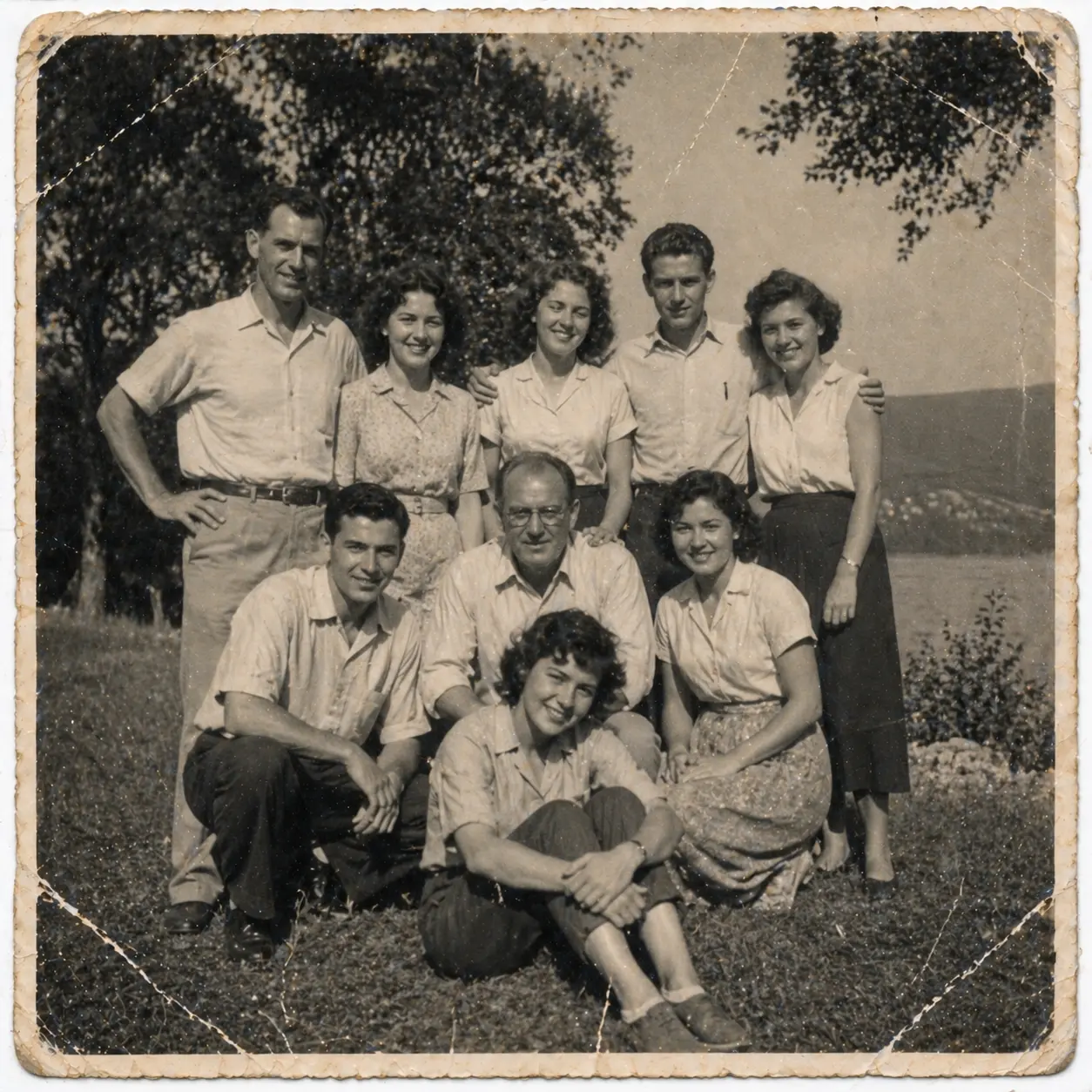 Old photo before AI photo restoration.