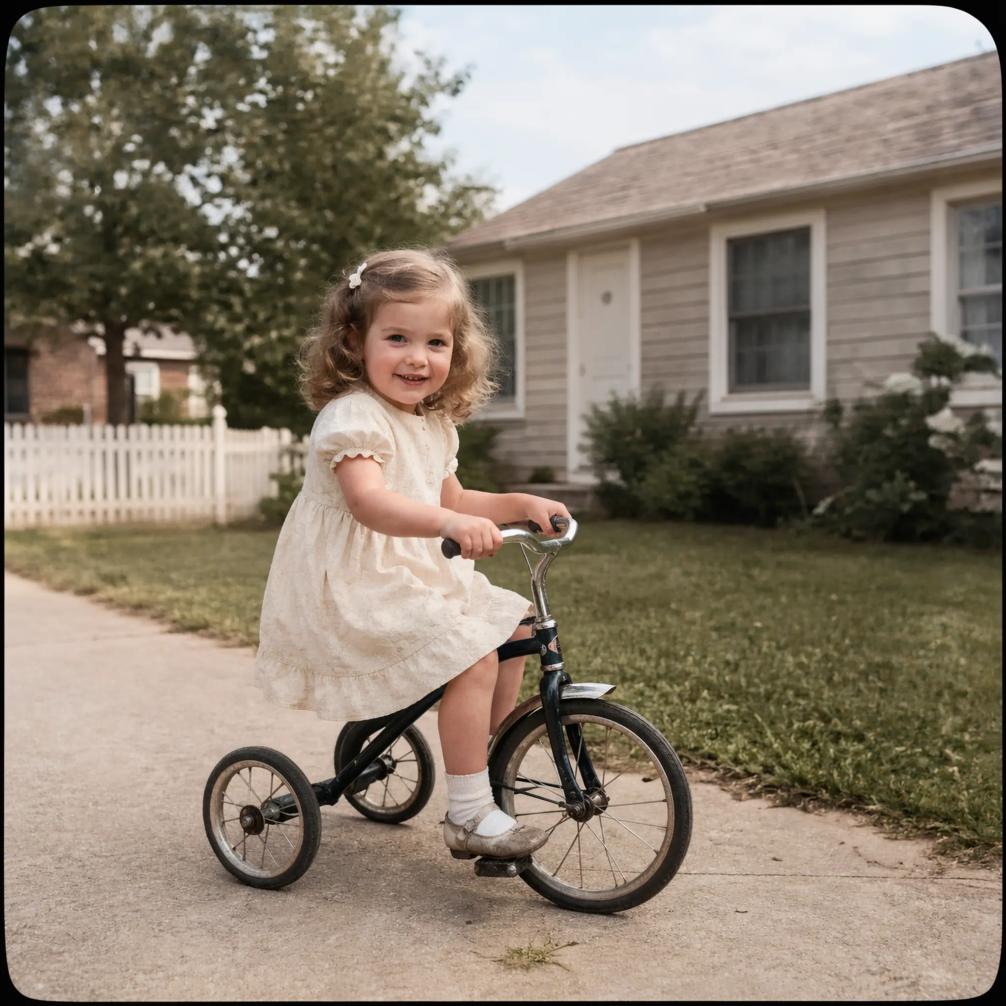 Old photo with improved clarity and resolution after AI photo restoration.