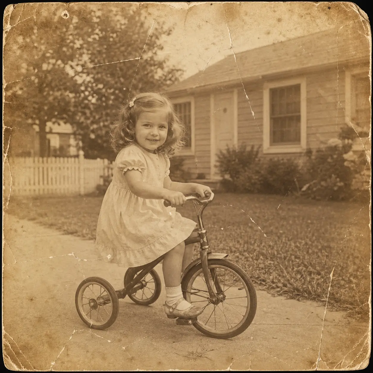 Low-resolution old photo before AI photo restoration.