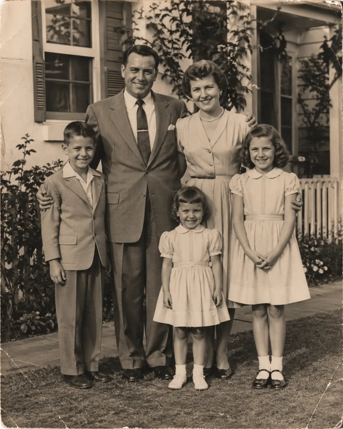 Soft family album photo before AI photo restoration.
