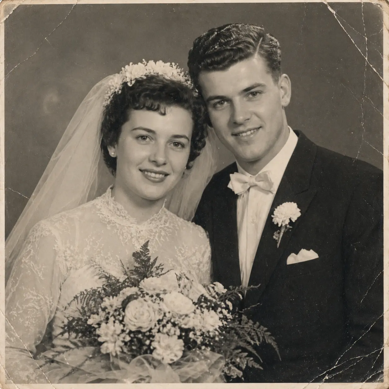 Soft memorial photo before AI photo restoration.