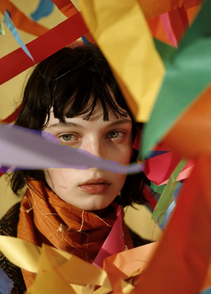 Portrait with a distracting ribbon marked for removal