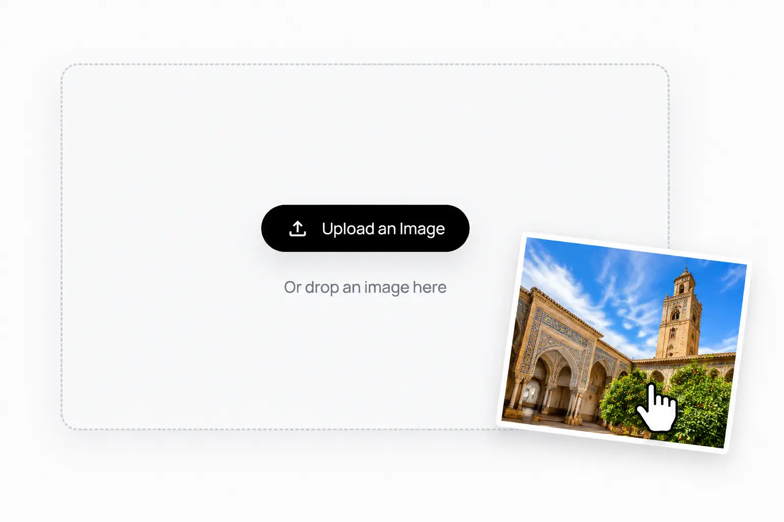 Upload area with a photo ready to select