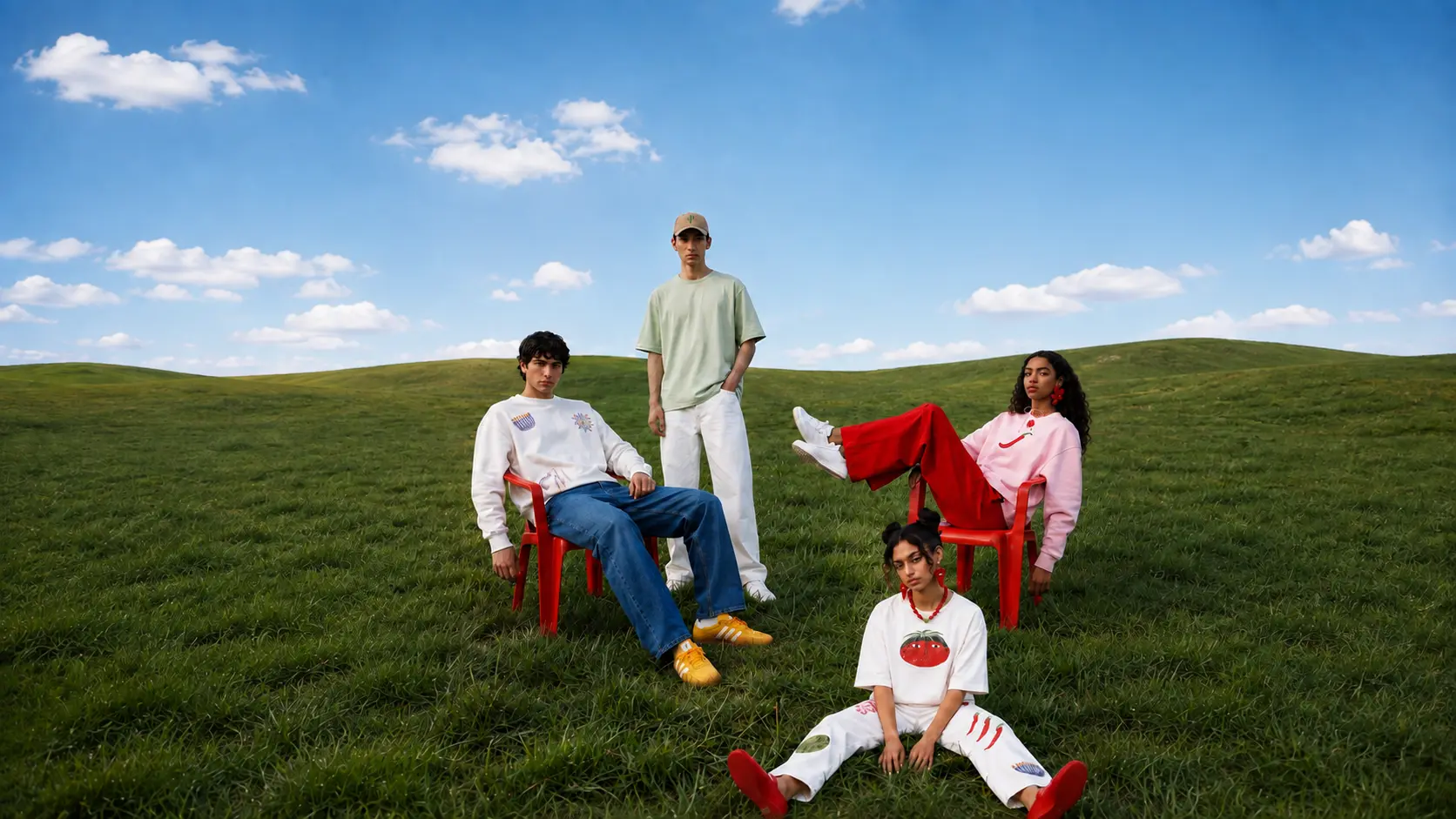 Group portrait after the background object was removed