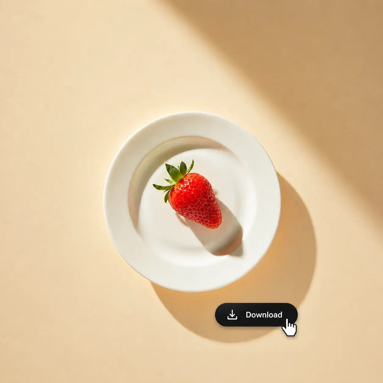 Finished strawberry product photo ready to download after shadow generation.