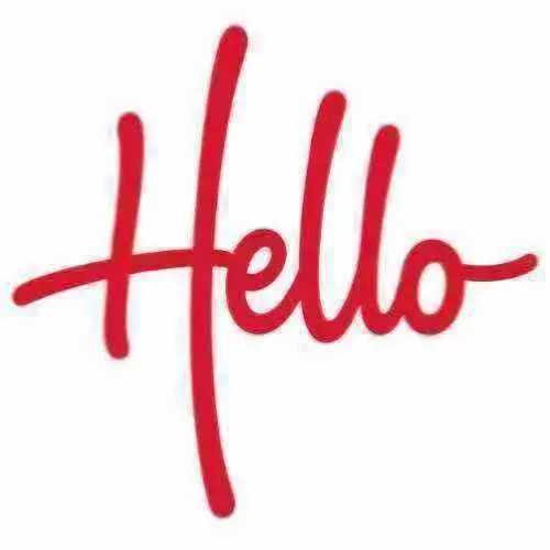A softly focused red handwritten Hello graphic before clarity improvement.