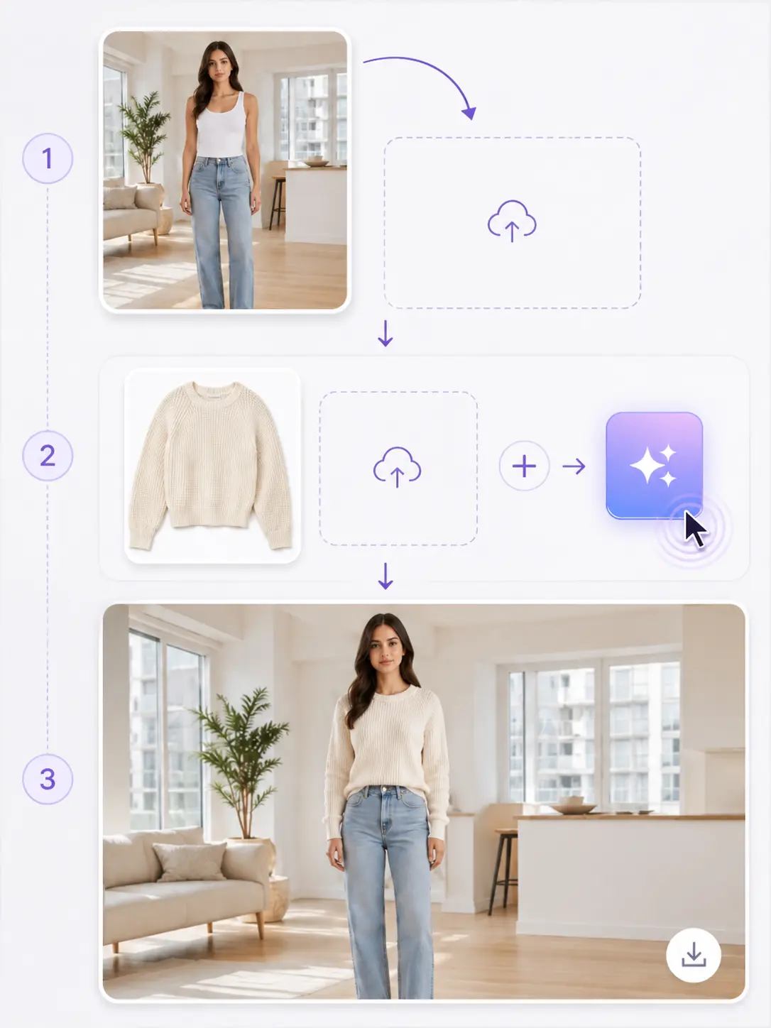 AI virtual try-on workflow preview.