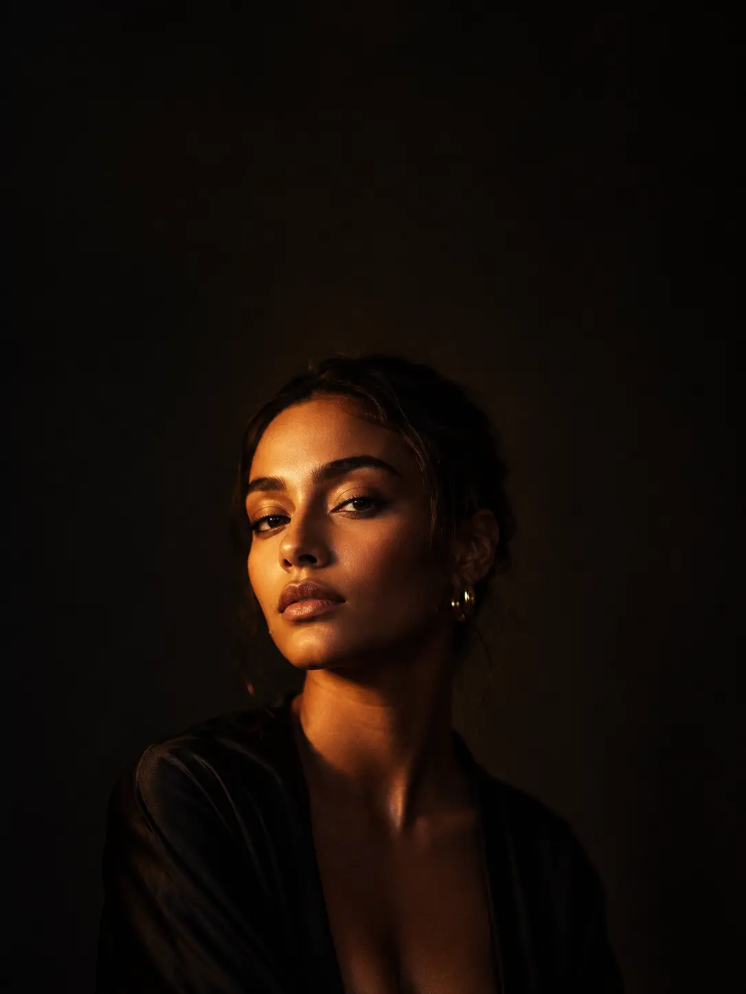 Dramatic warm-light portrait prepared as a campaign visual.