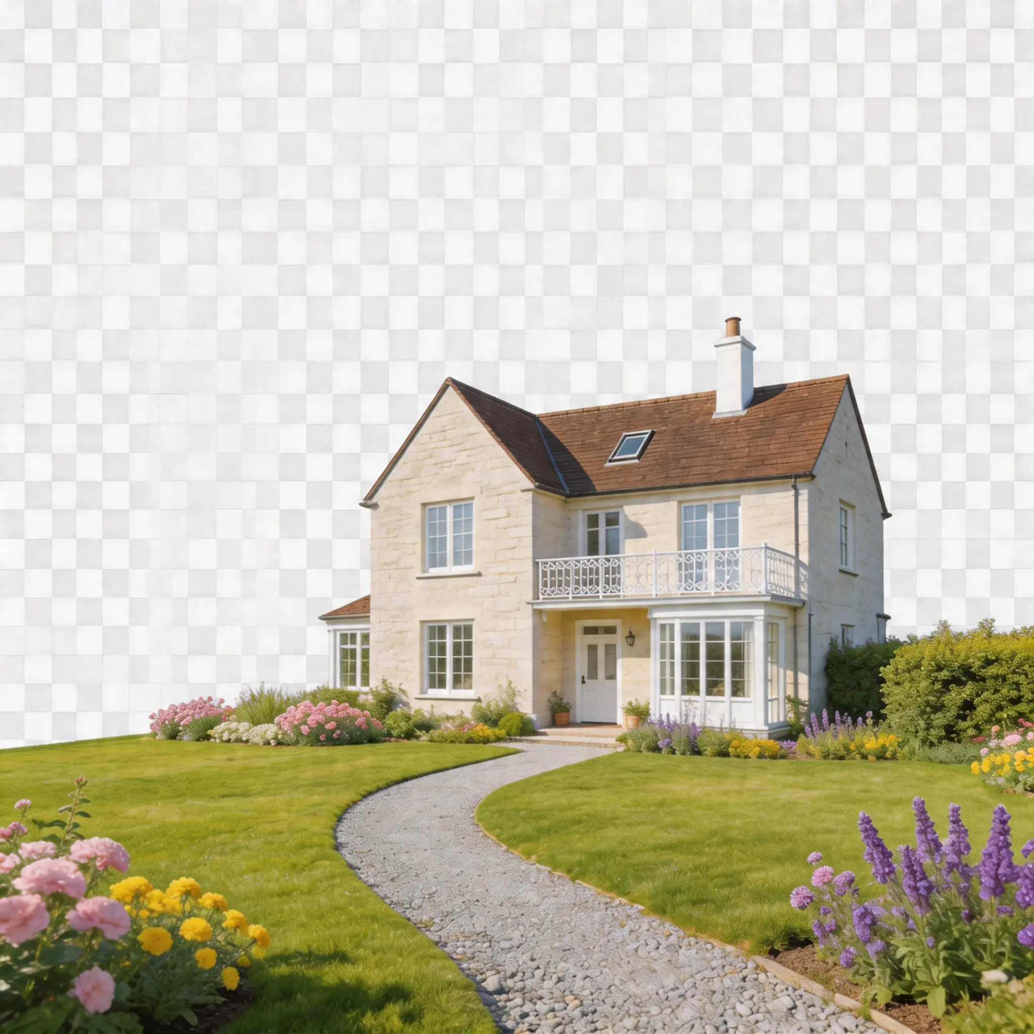 Property cutout preview on a checkerboard transparency background.
