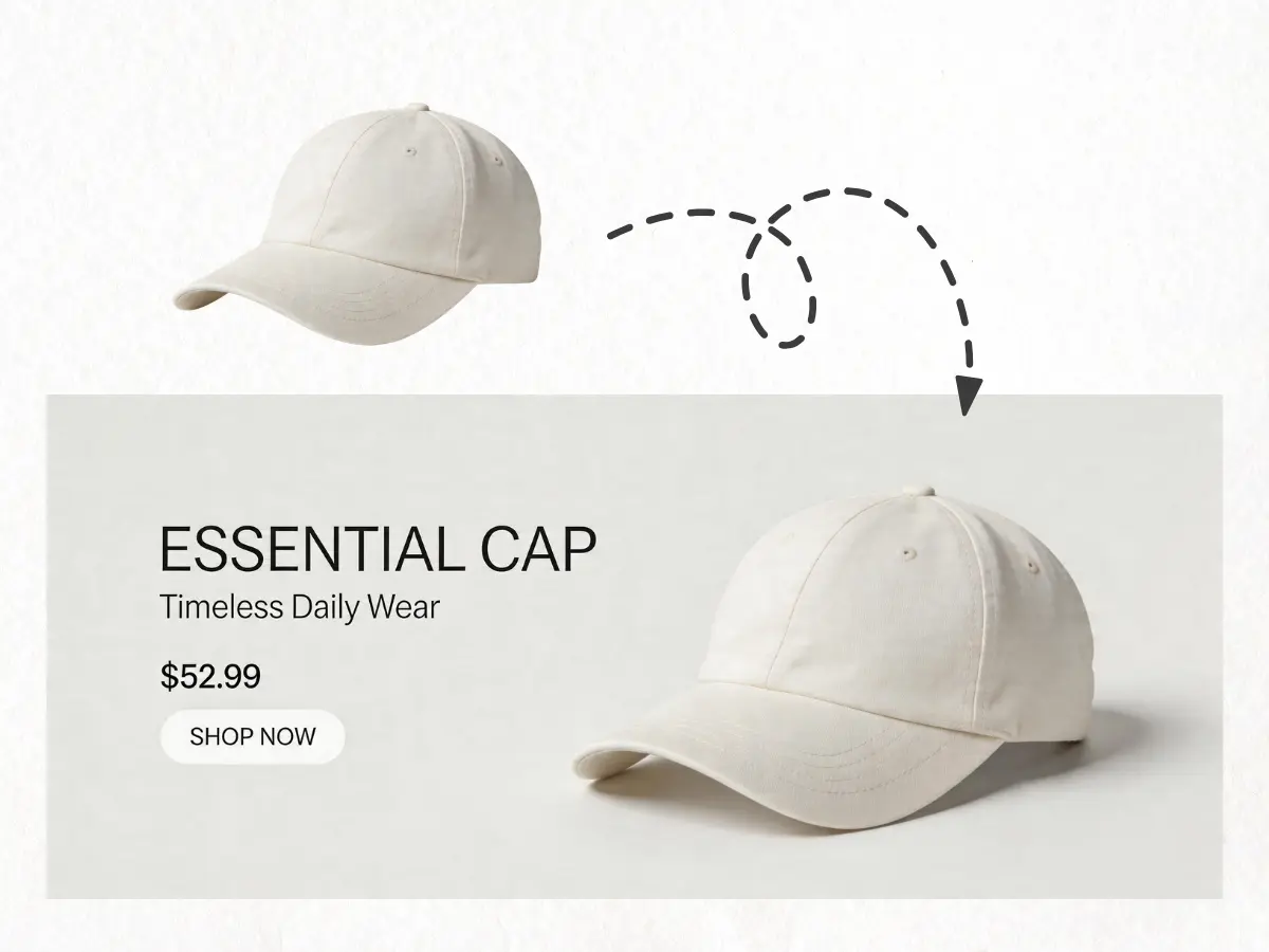 Fashion portrait converted into branded apparel mockups for seamless marketing integration.