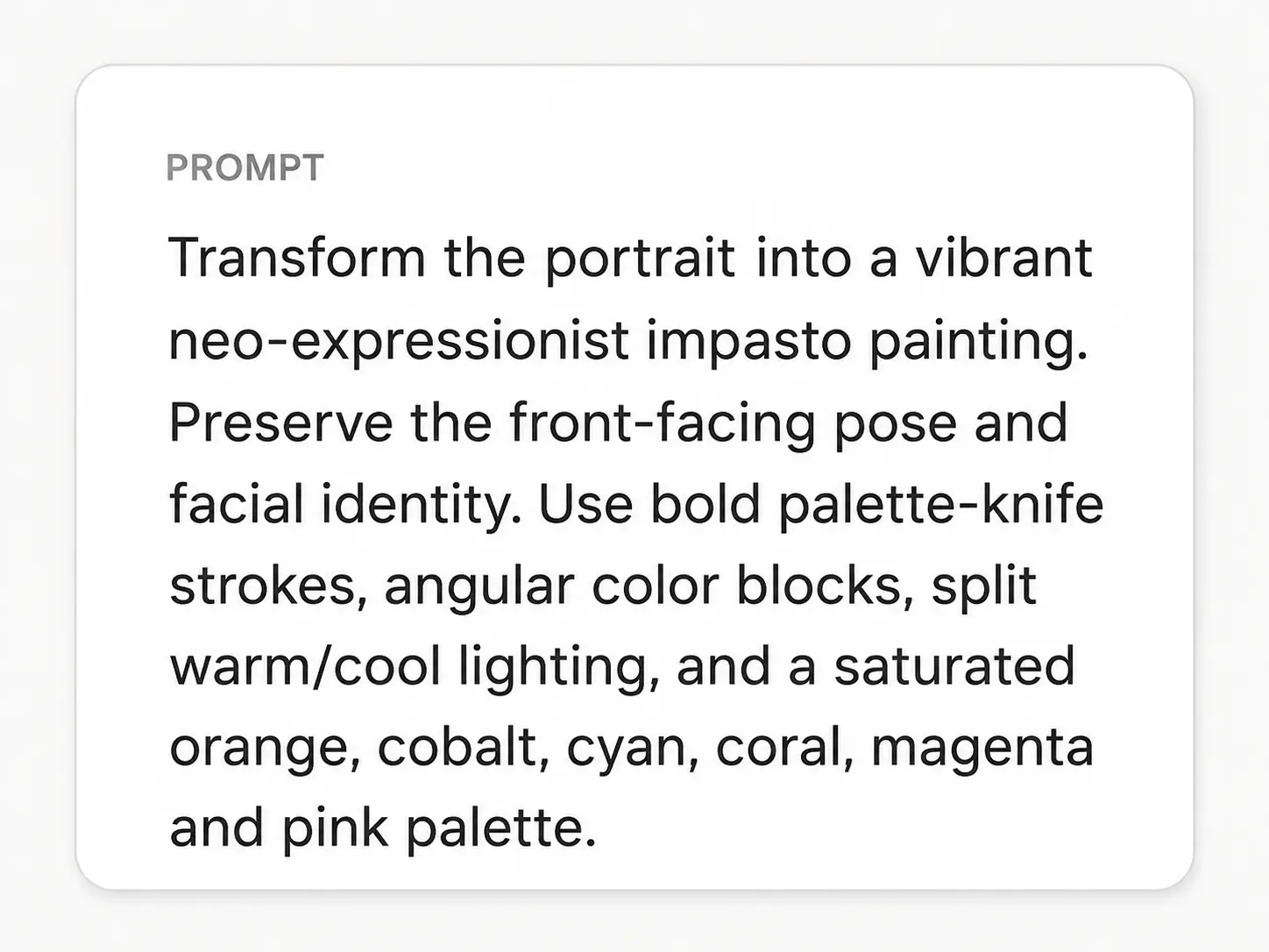 Example prompt describing a vibrant neo-expressionist painting.