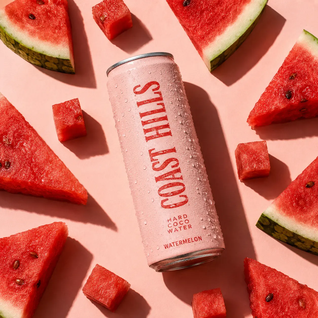 A polished watermelon-themed product campaign image.