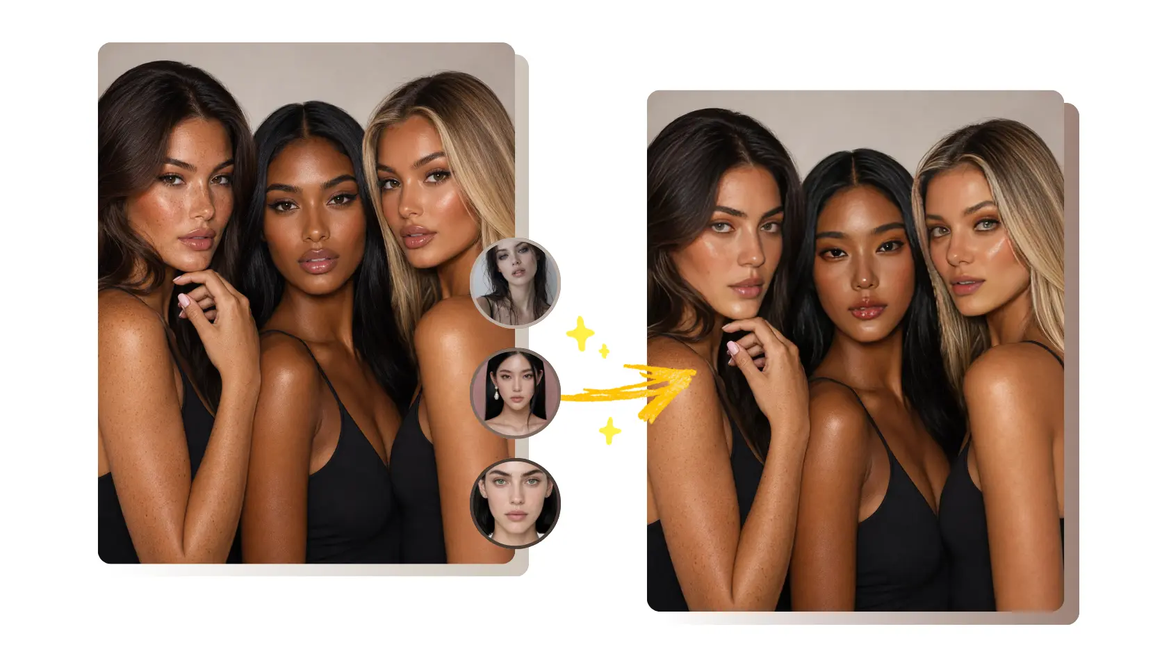 AI face swap result preview from ImageHub.