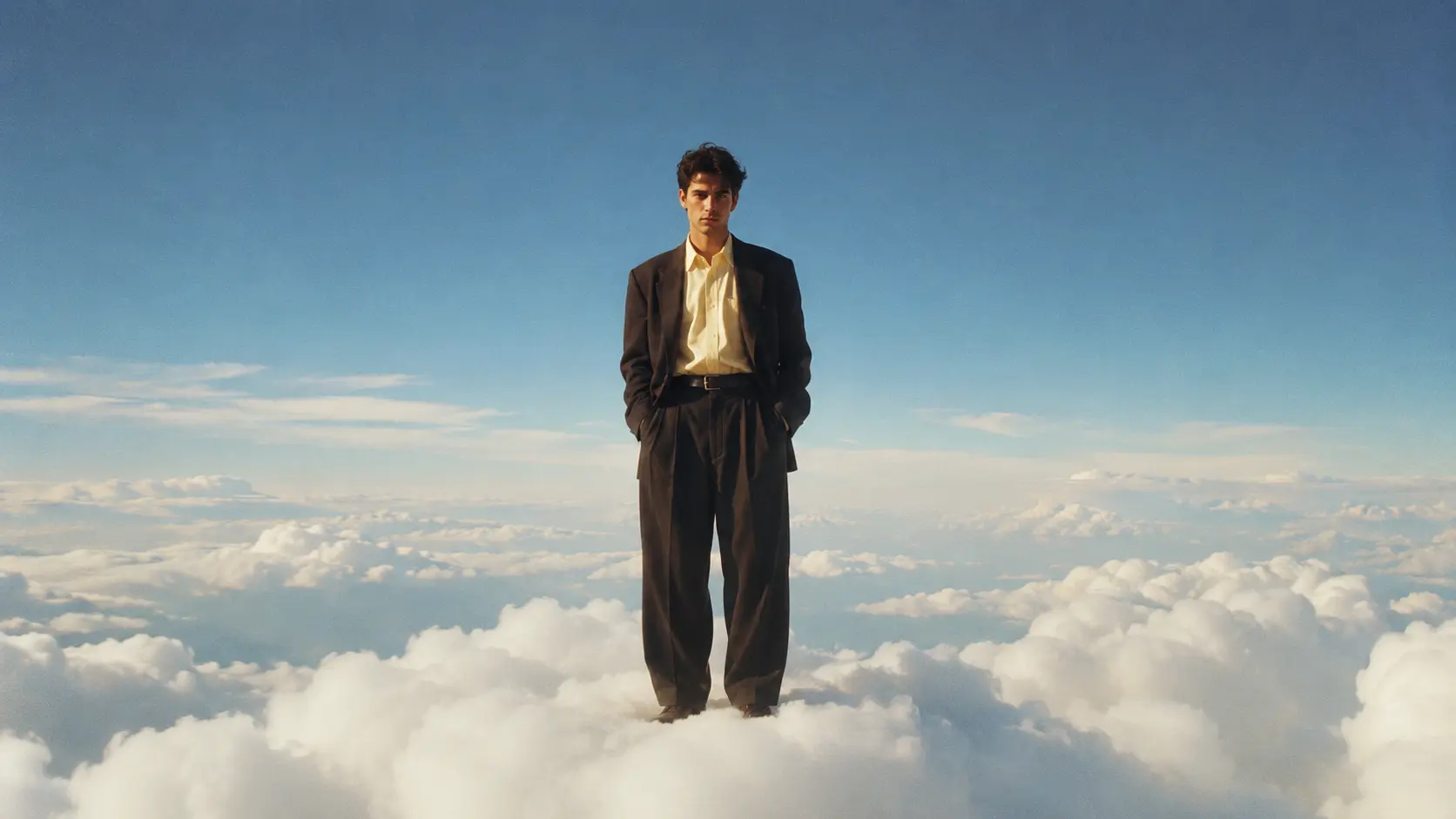 Portrait above the clouds before ImageHub changes the sky color.
