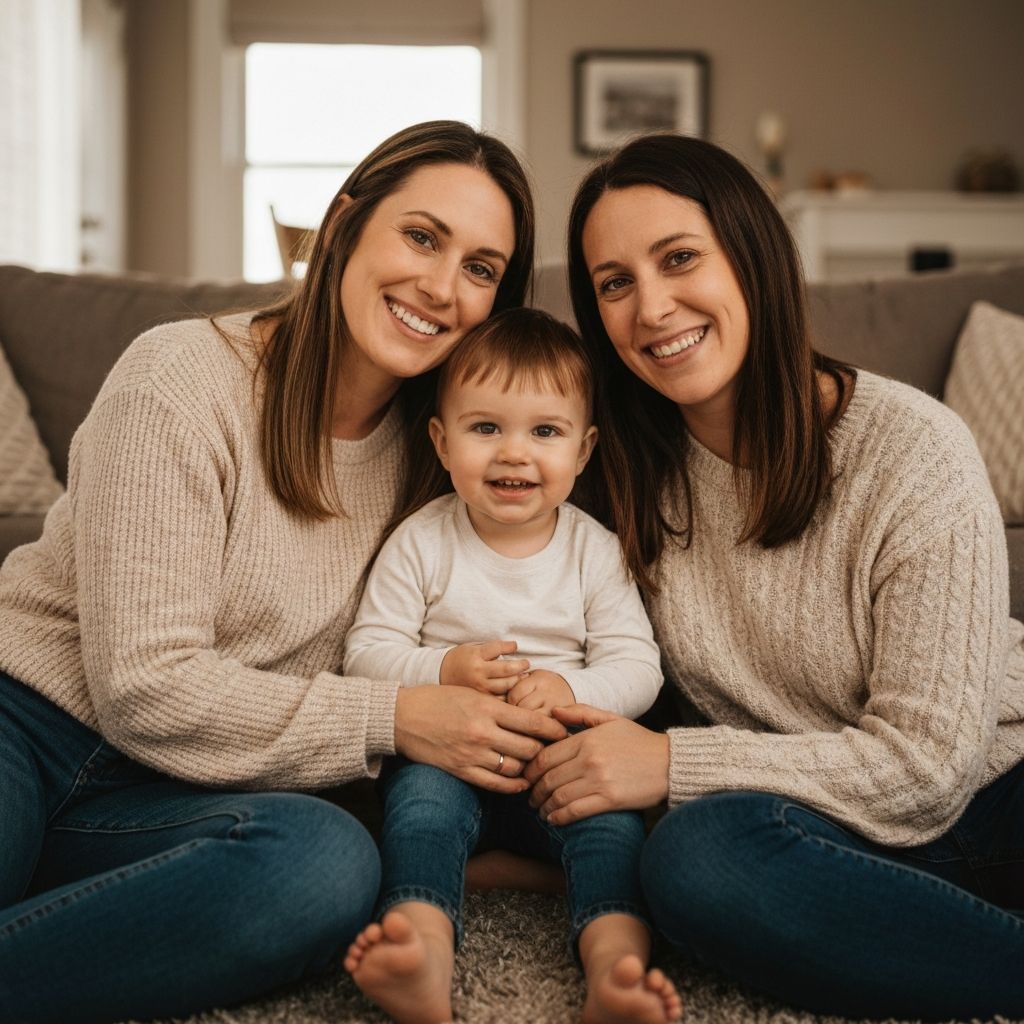 Family portrait after AI fix closed eyes showing child with natural open eyes