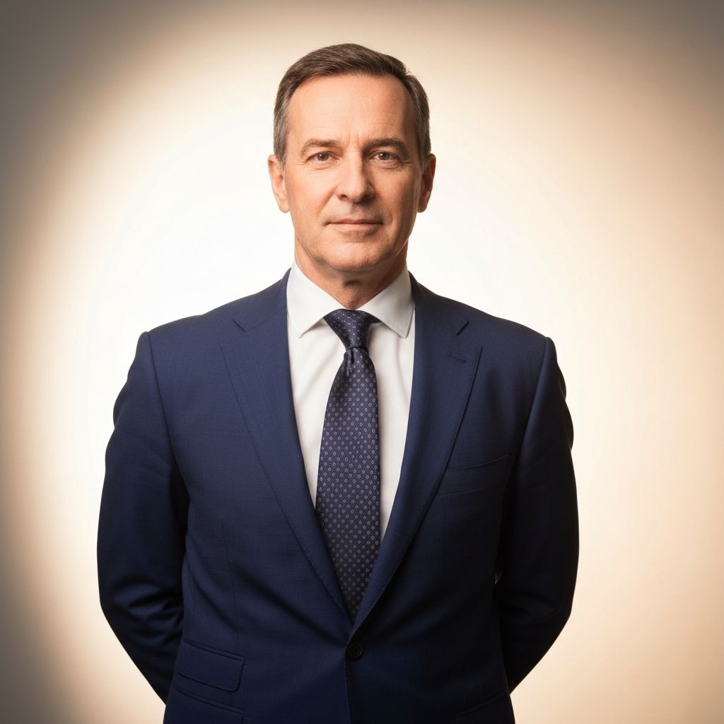 Virtual suit fitting showing realistic navy blue business suit with natural lighting and proper tailoring